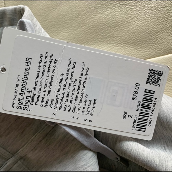 Lululemon Soft Ambitions High Rise Short 4" Grey 2 - Picture 5 of 6